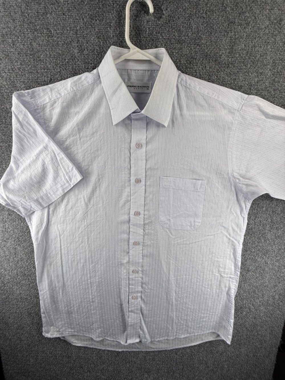 Balmain 105 Short Sleeve Striped Pocket Button Up Shirt Spread Pale Purple